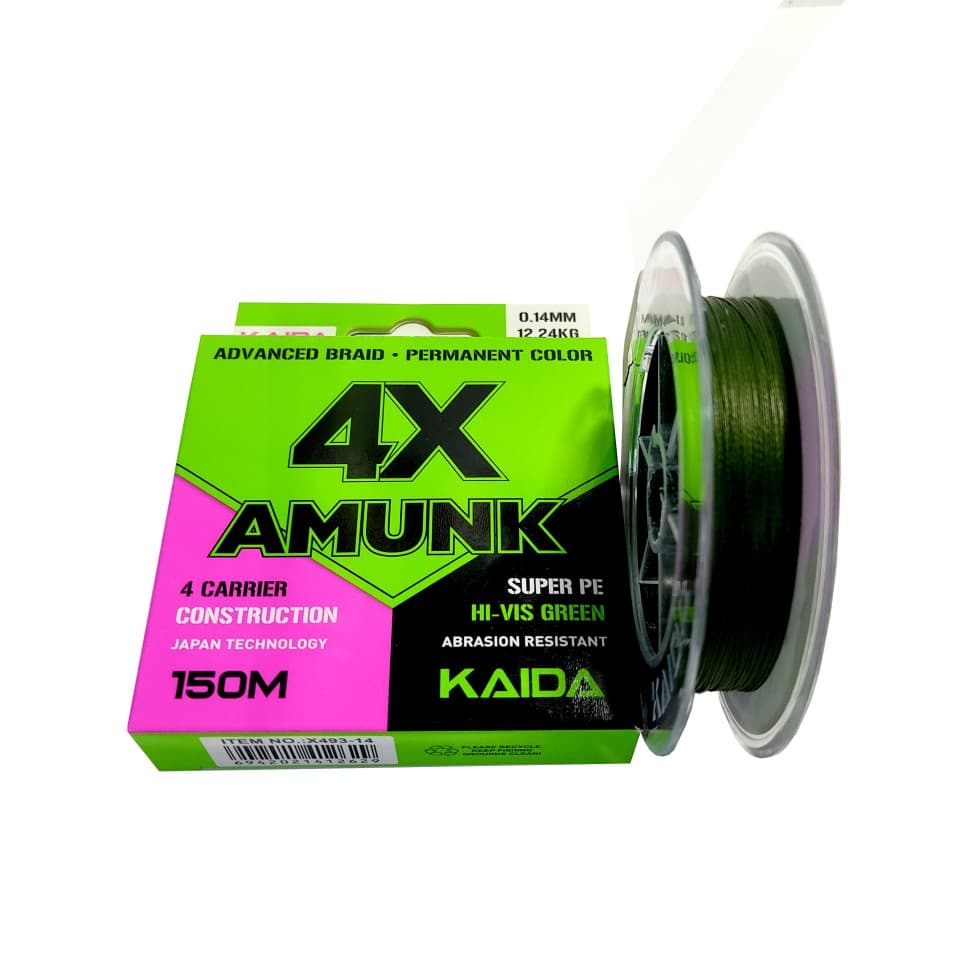 Плетёный шнур Kaida 4X AMUNK PE, 0,1 мм, 150 м, 8,1 кг
